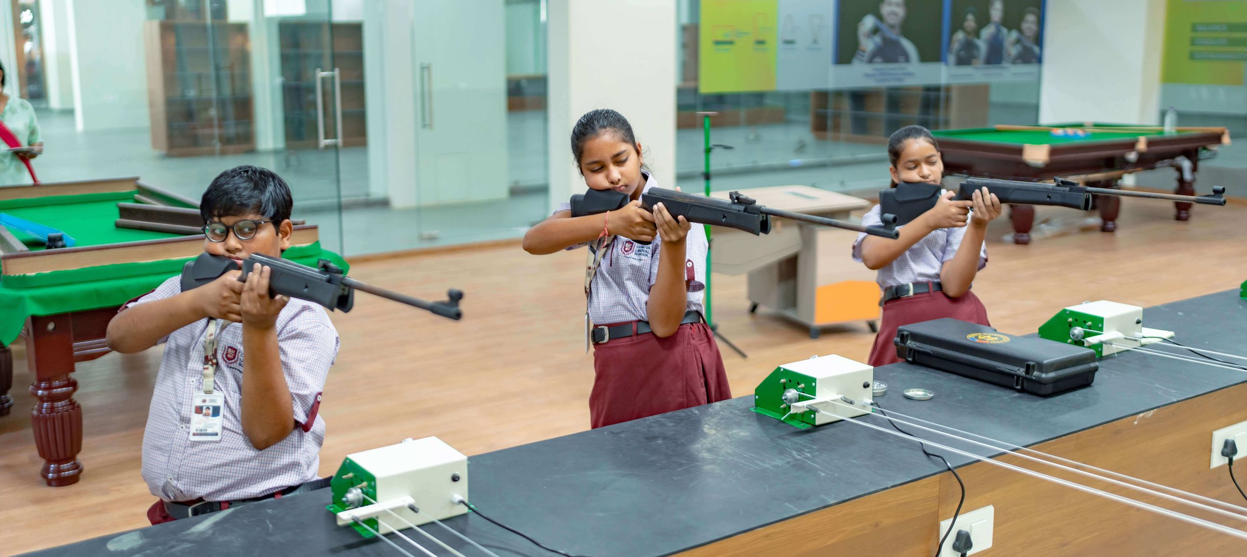 Student at the school shooting range