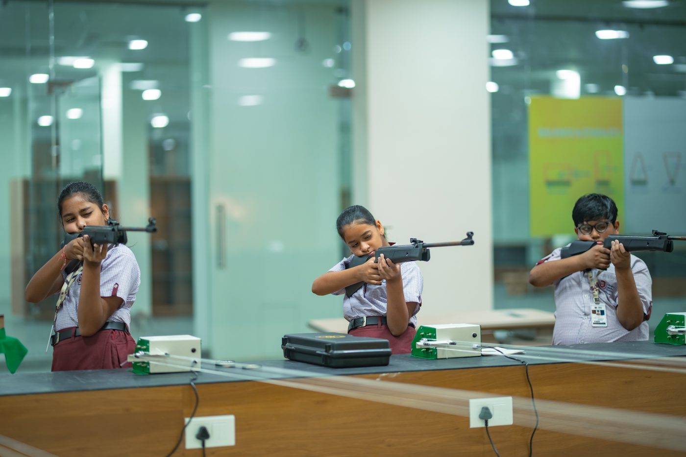 Student at the school shooting range